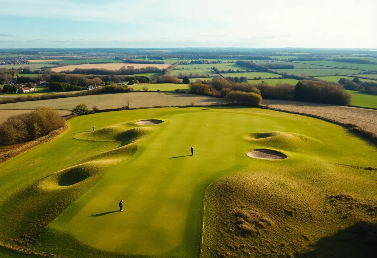 An overview of a top-ranked golf course in England