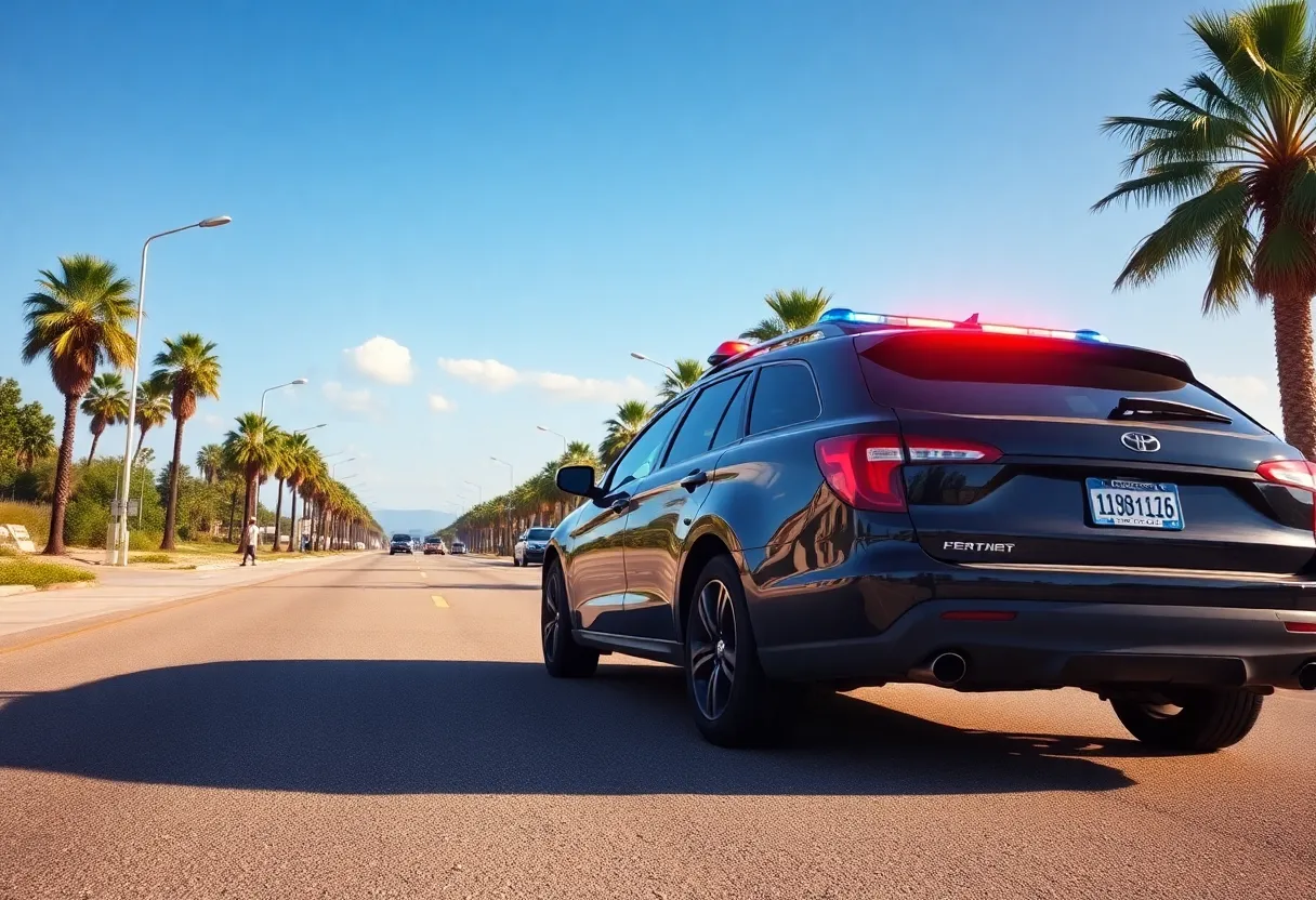 Police officers conducting a traffic stop in Florida with a stolen vehicle