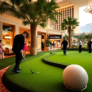 Participants enjoying the Winning Putt challenge at Wynn Palace.