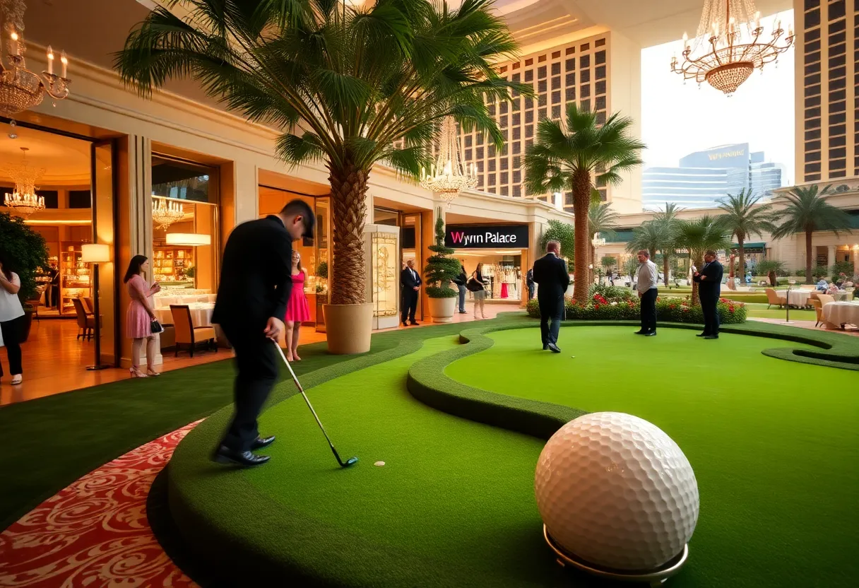 Participants enjoying the Winning Putt challenge at Wynn Palace.