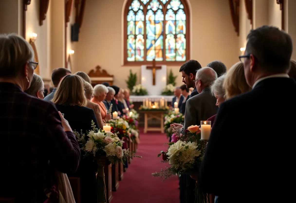 Community members honoring the memory of Billy Drake at a memorial service.