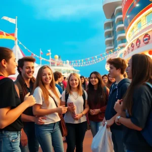 High school students enjoying the Carnival Fun-ternship Program at a cruise terminal