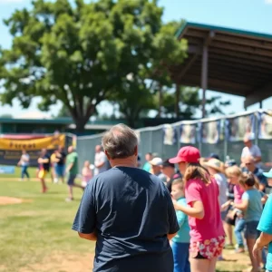 Community members enjoying the annual charity softball game in Jacksonville.