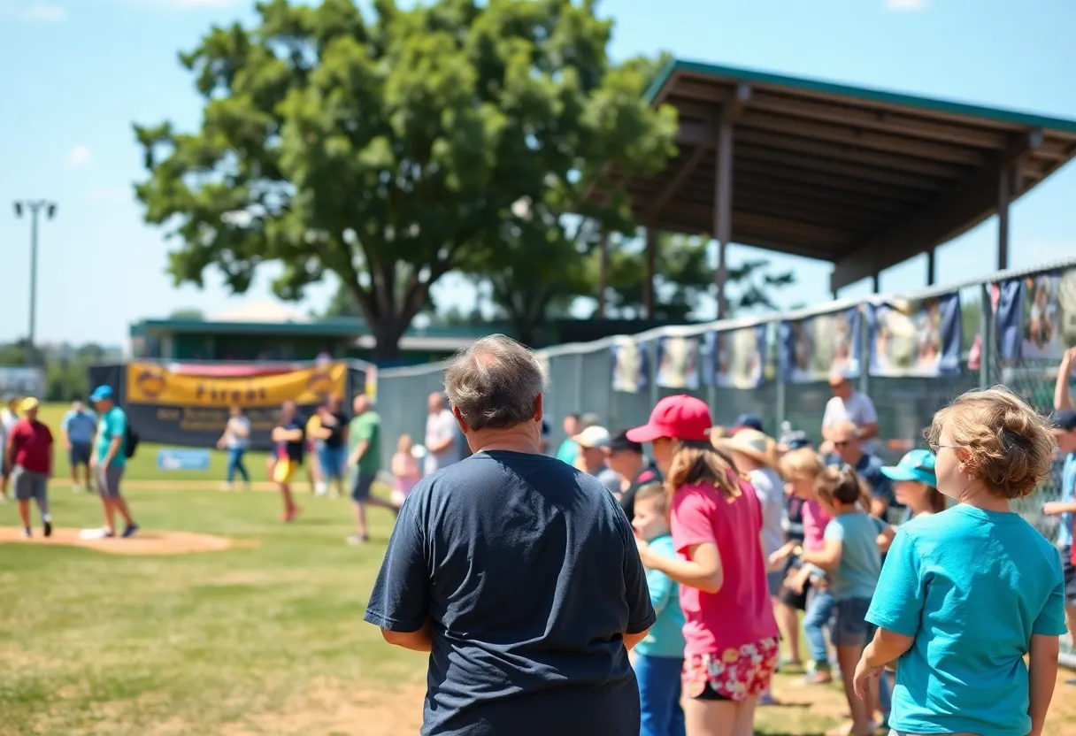 Community members enjoying the annual charity softball game in Jacksonville.