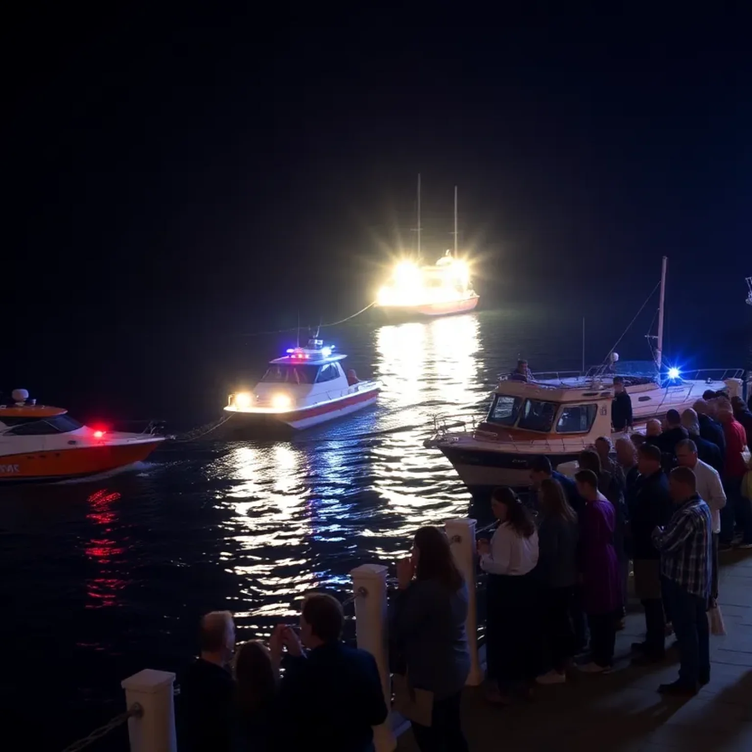 Emergency responders at Clearwater boat crash site