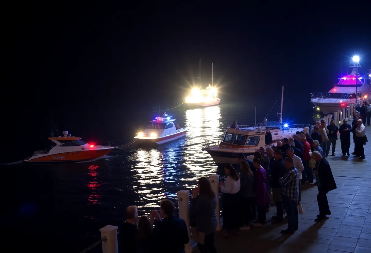 Emergency responders at Clearwater boat crash site