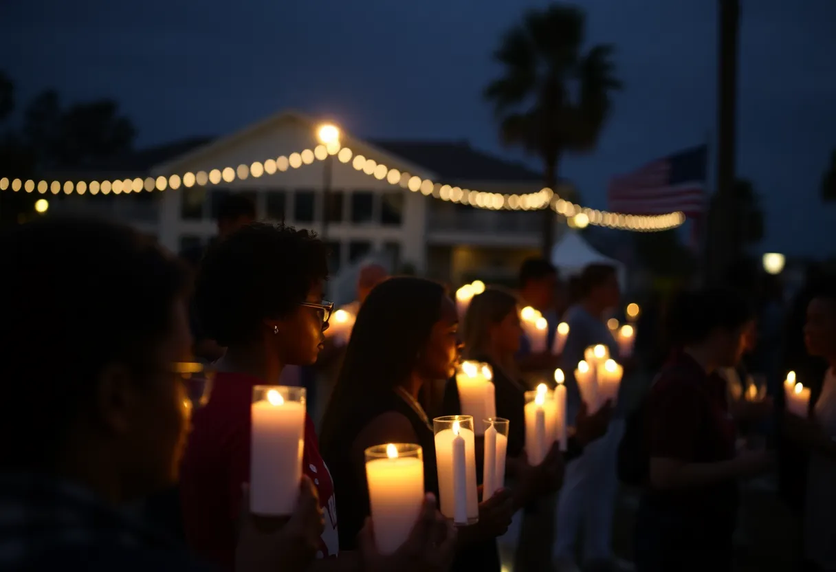 Community members gather for a vigil in Jacksonville to honor Justin Knight and seek justice.