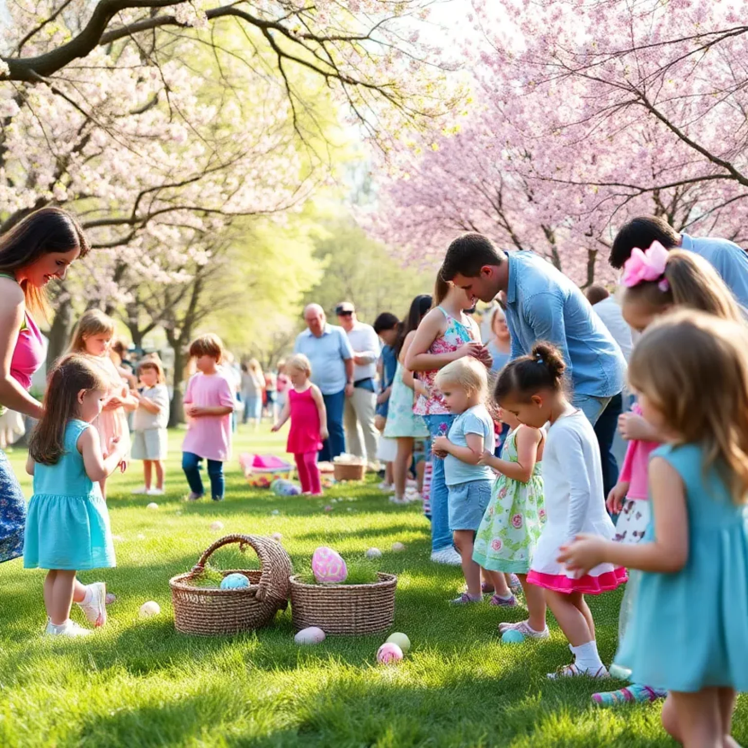 Families enjoying Easter events in Jacksonville with egg hunts and festivities.