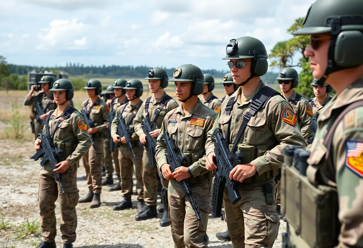 Members of the Florida State Guard engaged in training exercises