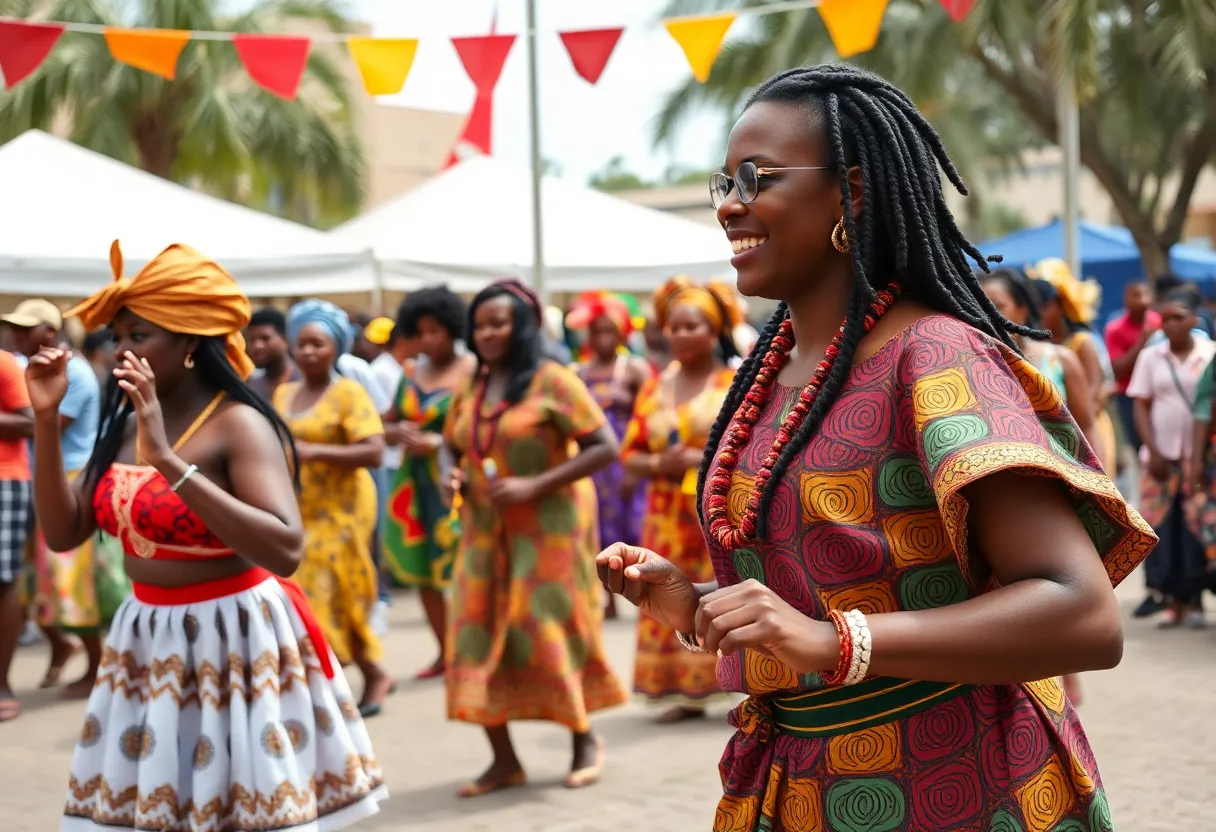 Community members celebrating at the Ghana Association's officer induction event.