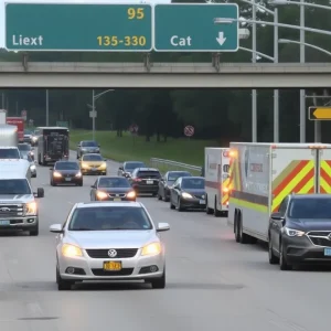 Traffic congestion on I-95 in Jacksonville due to major crash