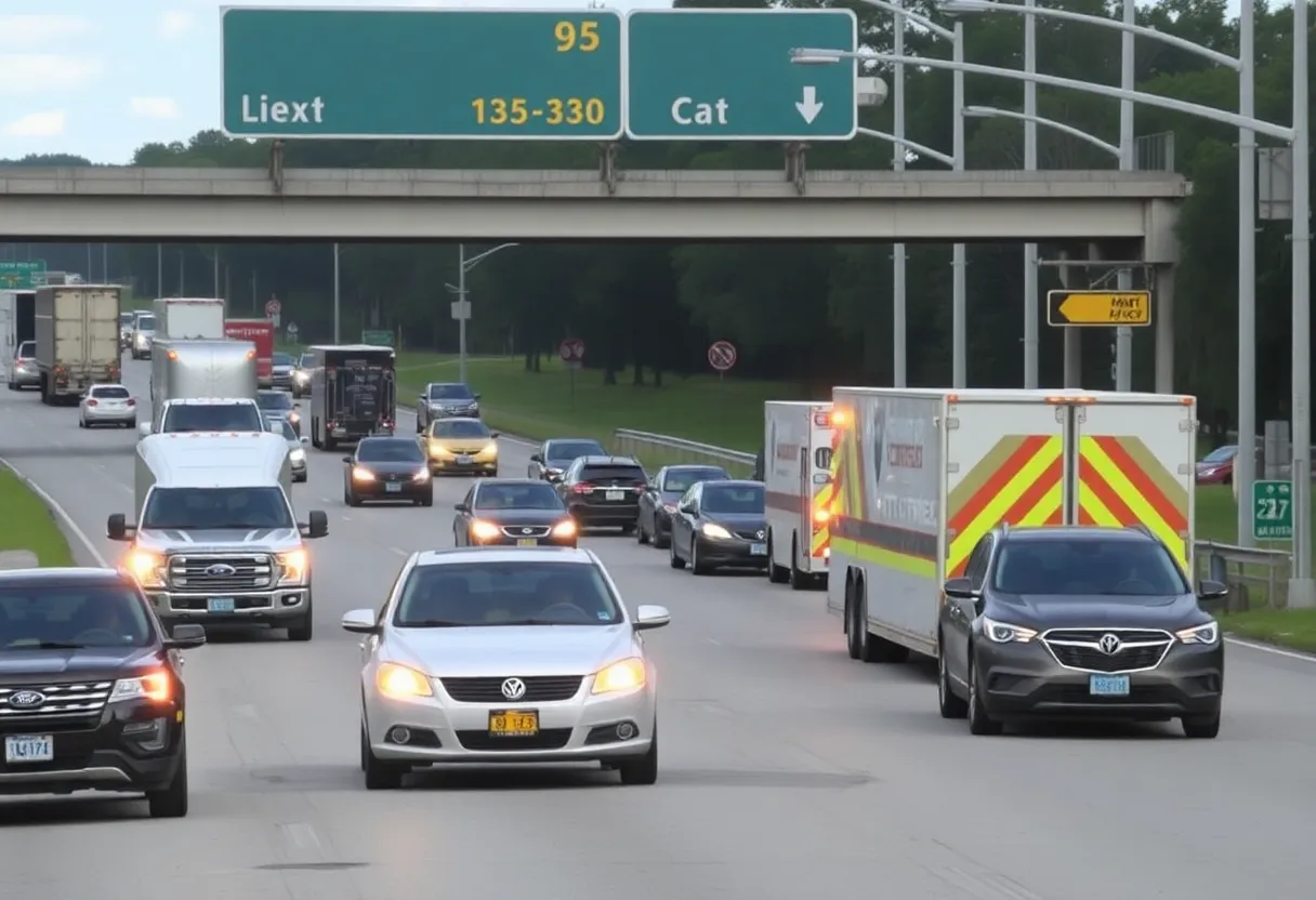 Traffic congestion on I-95 in Jacksonville due to major crash