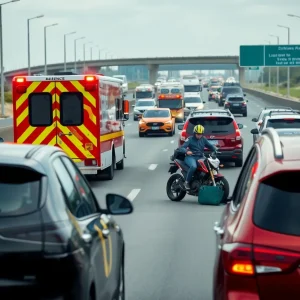 Emergency responders at the scene of a severe motorcycle accident on I-95 South in Jacksonville.