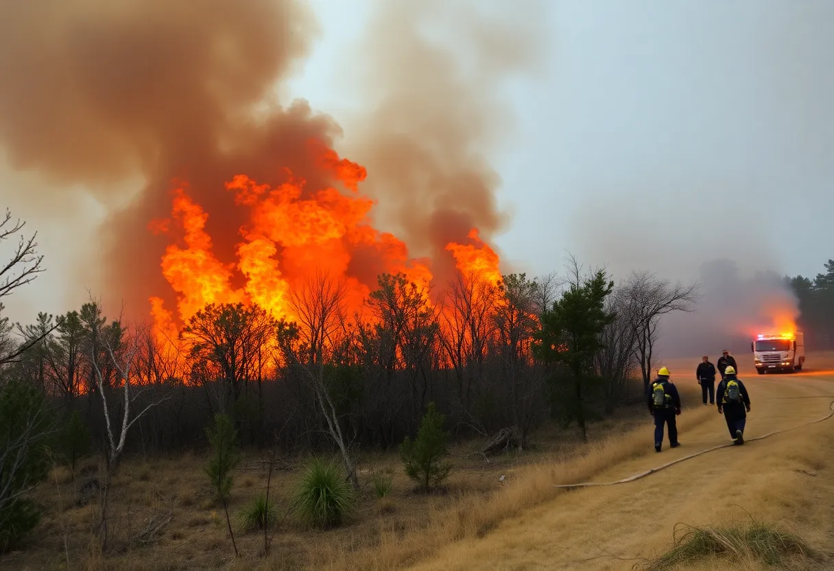 Firefighters battling a brush fire in Jacksonville