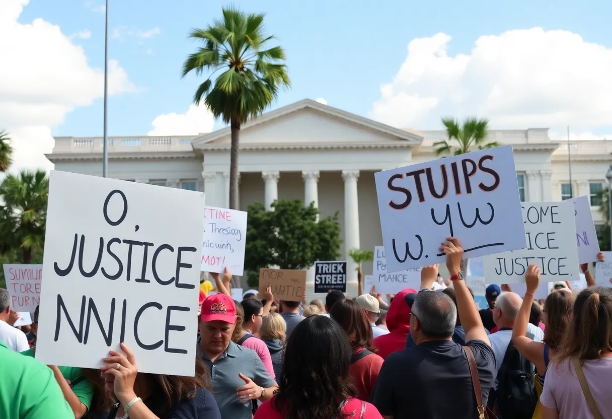 Protesters in Jacksonville demanding justice in response to an inmate's death.