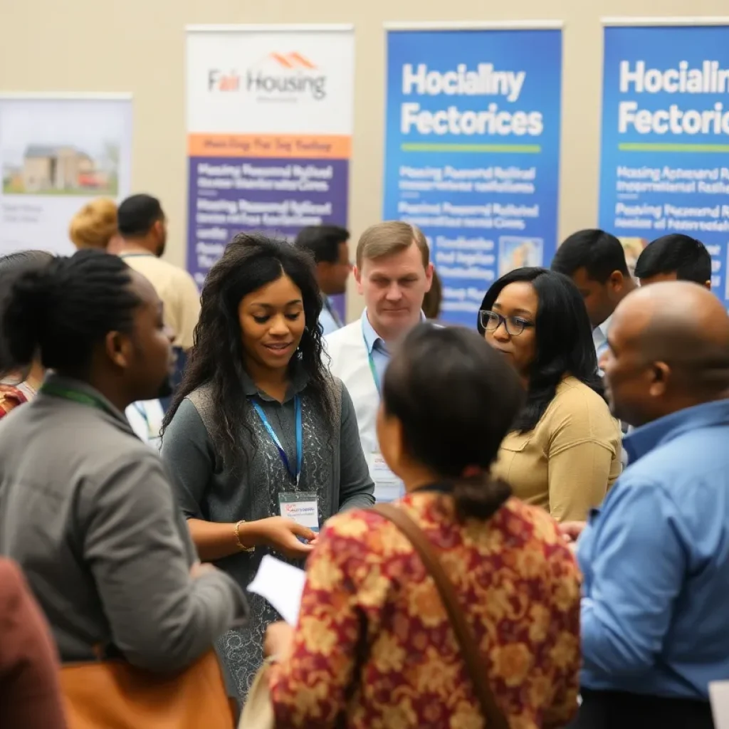 Community members participating in discussions at the Jacksonville Fair Housing Expo.
