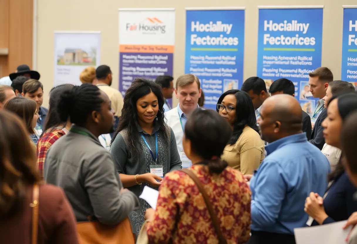 Community members participating in discussions at the Jacksonville Fair Housing Expo.