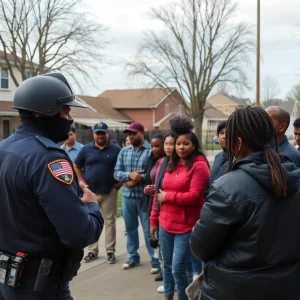 Community members discussing safety measures following a gun violence incident in Jacksonville.