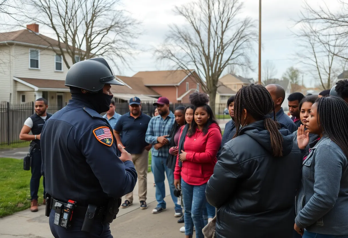 Community members discussing safety measures following a gun violence incident in Jacksonville.
