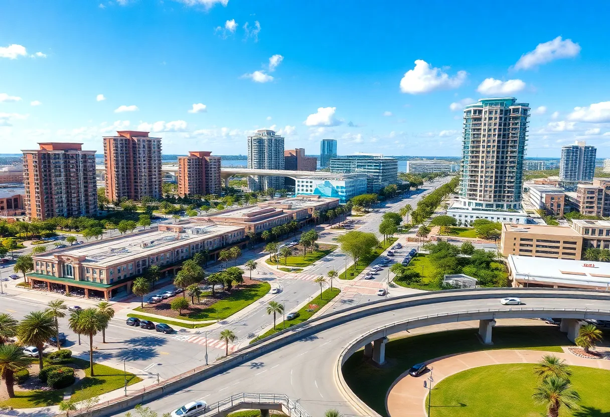 Aerial view of new housing developments and infrastructure in Jacksonville.