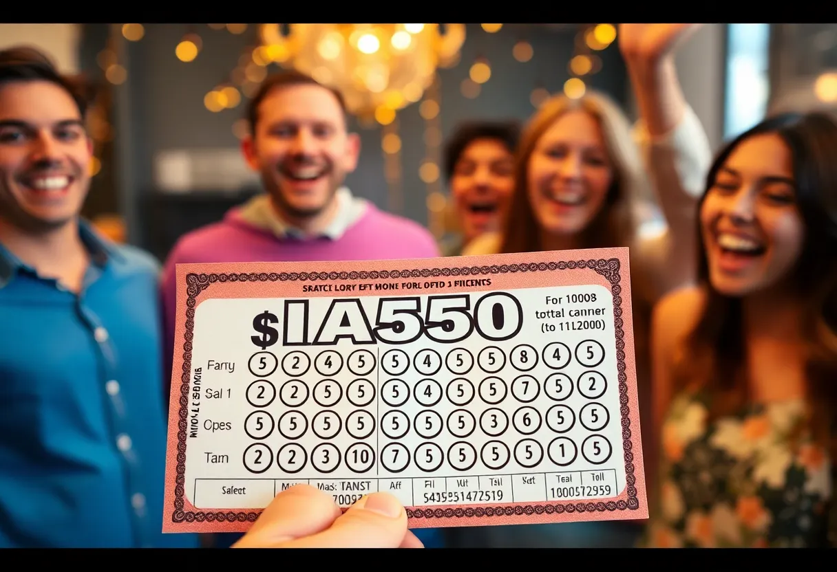 Celebration of a lottery win with a scratch-off ticket in Jacksonville