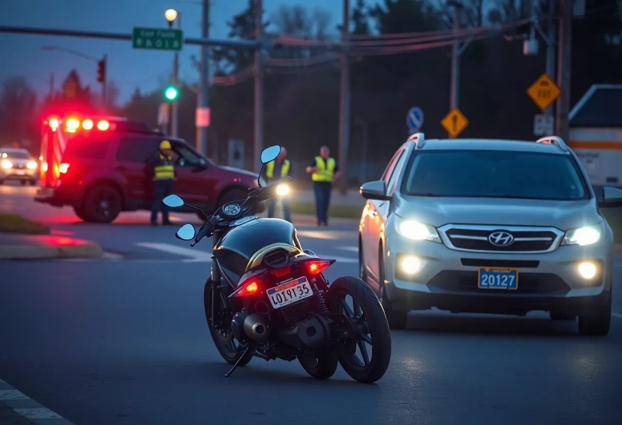 Emergency responders at the scene of a motorcycle accident in Jacksonville.
