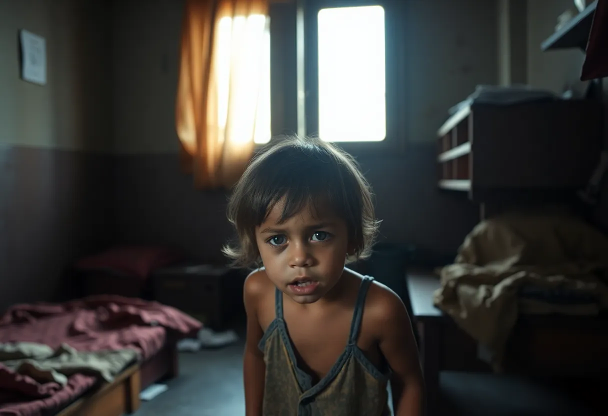 A neglected child's living conditions illustrating severe neglect.