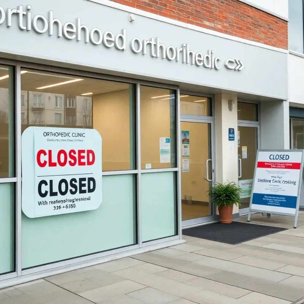 Exterior of a closed orthopedic clinic in Jacksonville