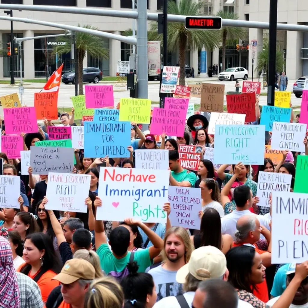 Protesters rallying for immigrant rights in Jacksonville