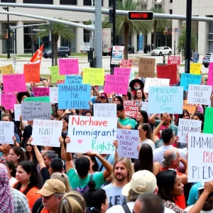 Protesters rallying for immigrant rights in Jacksonville