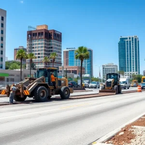 Construction site for road improvements in Jacksonville, Florida