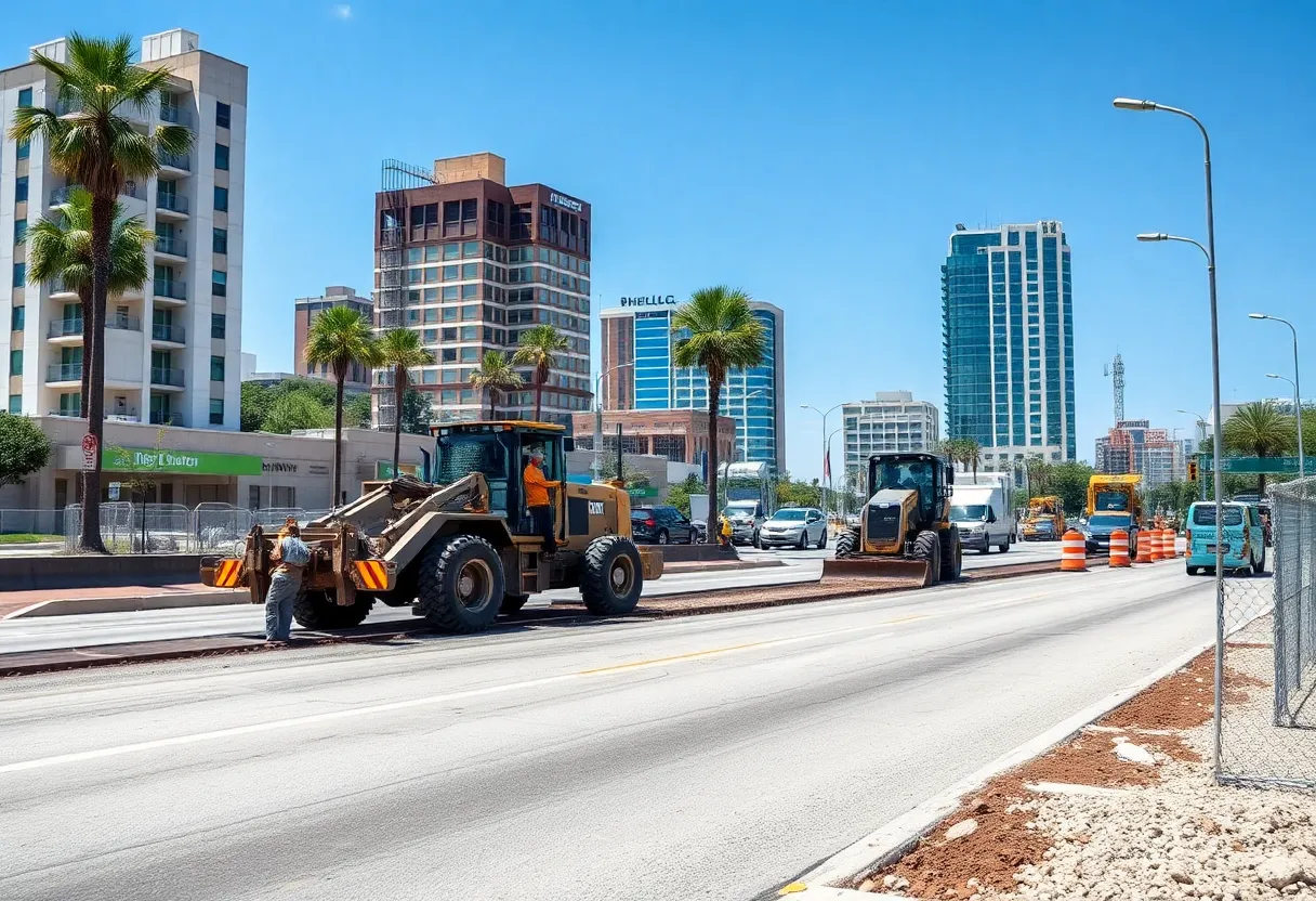 Construction site for road improvements in Jacksonville, Florida