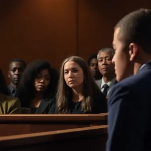 Emotional court scene with young man being sentenced.