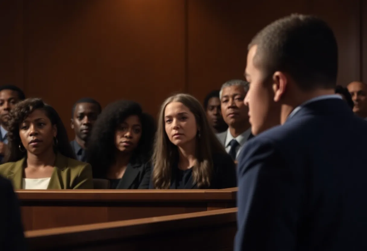 Emotional court scene with young man being sentenced.
