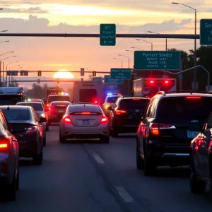 Multiple vehicles in a traffic accident scene in Jacksonville, Florida