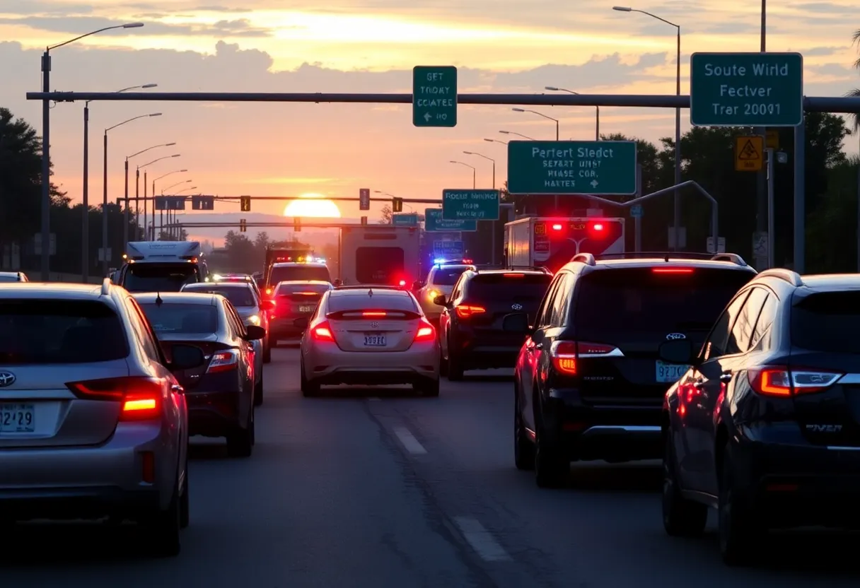 Multiple vehicles in a traffic accident scene in Jacksonville, Florida