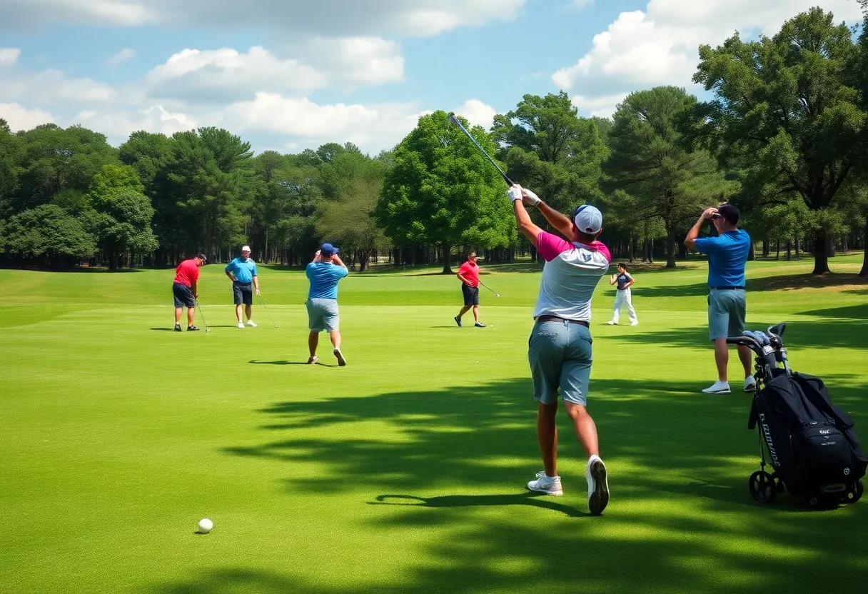 Players practicing at Jacksonville University's golf course.