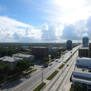 Scenic view of Jacksonville with sunny skies and cooler temperatures