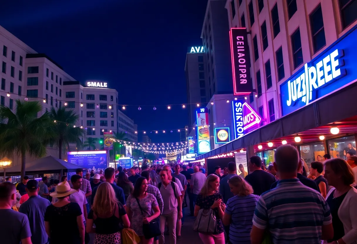 Crowd enjoying live jazz music at Jazz Fest After Dark in Jacksonville
