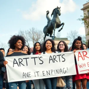 Students protesting for arts programs at Jacksonville University