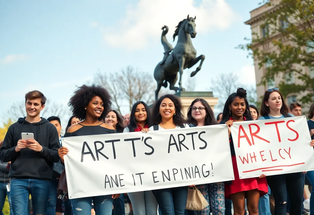 Students protesting for arts programs at Jacksonville University
