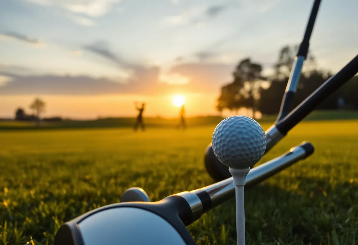 A peaceful golf course at sunset representing the Jacksonville golf community.