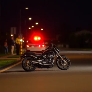Scene of motorcycle accident on Monument Road in East Arlington