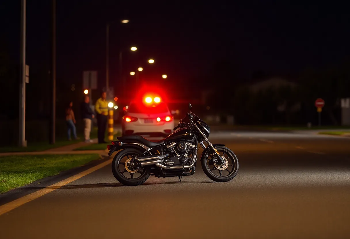 Scene of motorcycle accident on Monument Road in East Arlington