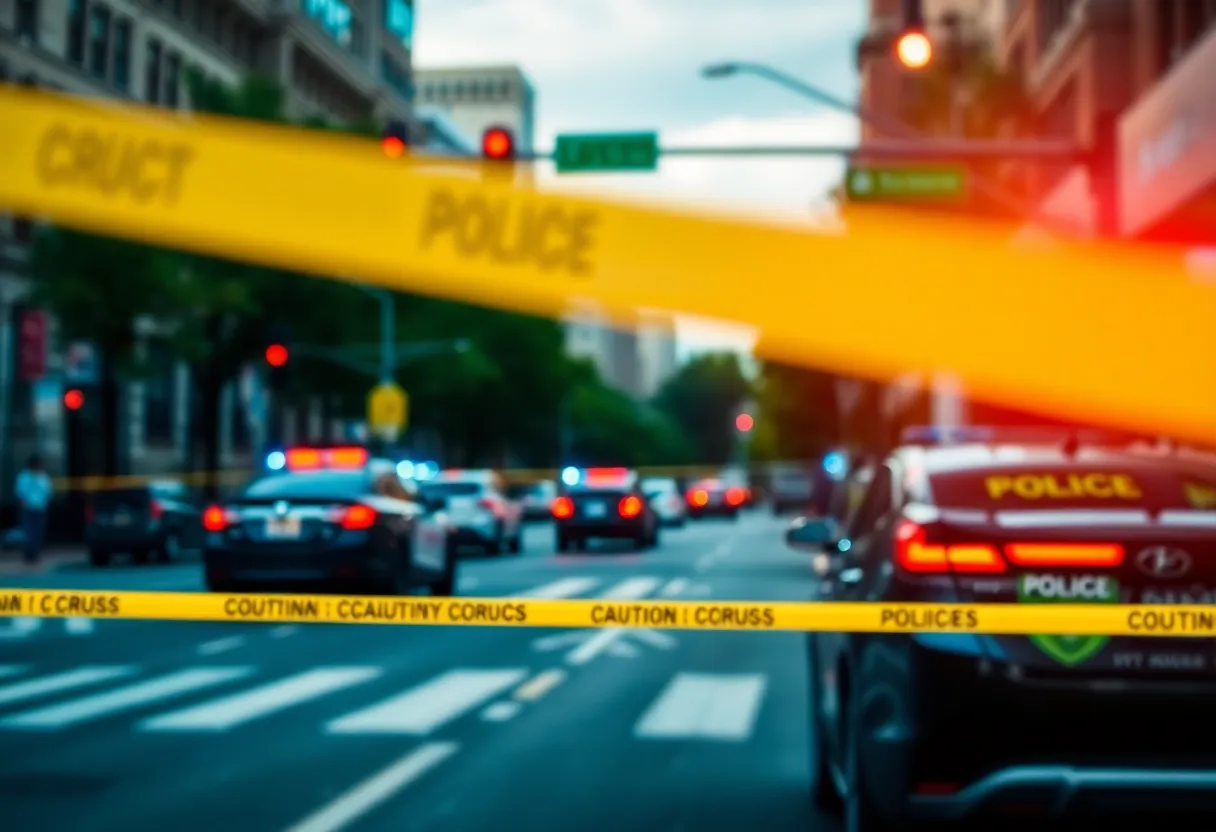 Police cars responding to an incident in a city intersection
