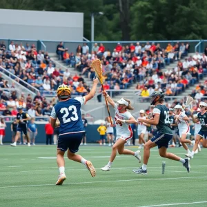 Queens University women's lacrosse team competing against Temple Owls