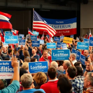 Supporters celebrating at a Republican rally for special election victories.