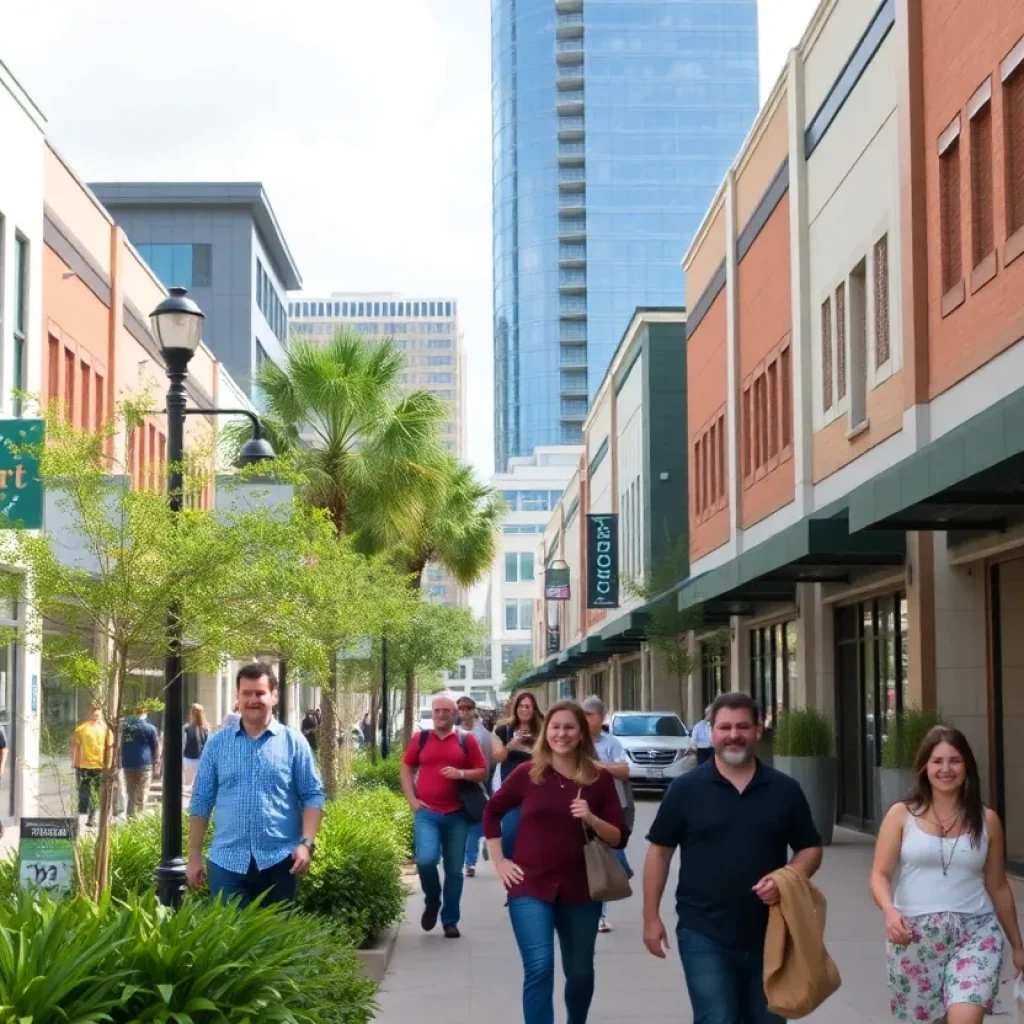 A vibrant commercial area in Jacksonville with modern shops and lively atmosphere