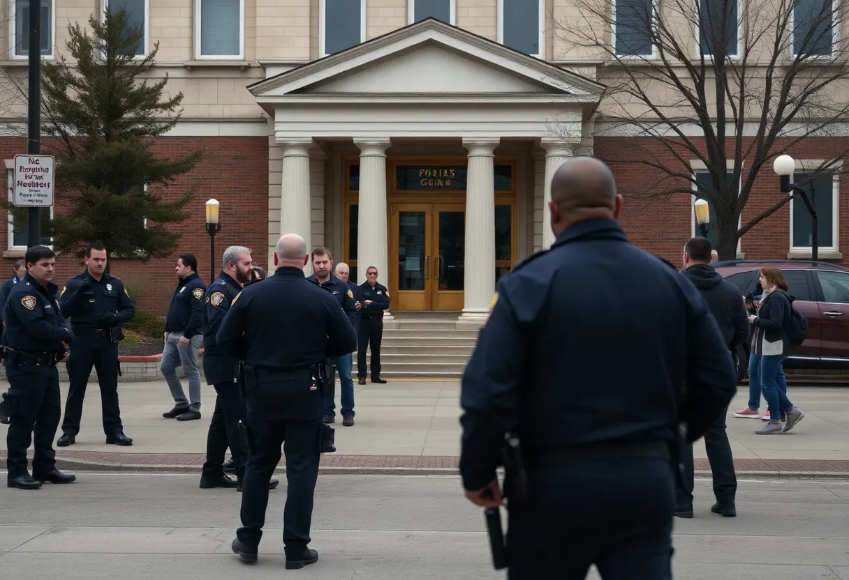 Police presence at a courthouse in Spring Hill