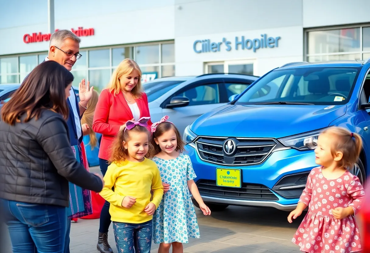Families and children at the Subaru donation event for Wolfson Children's Hospital